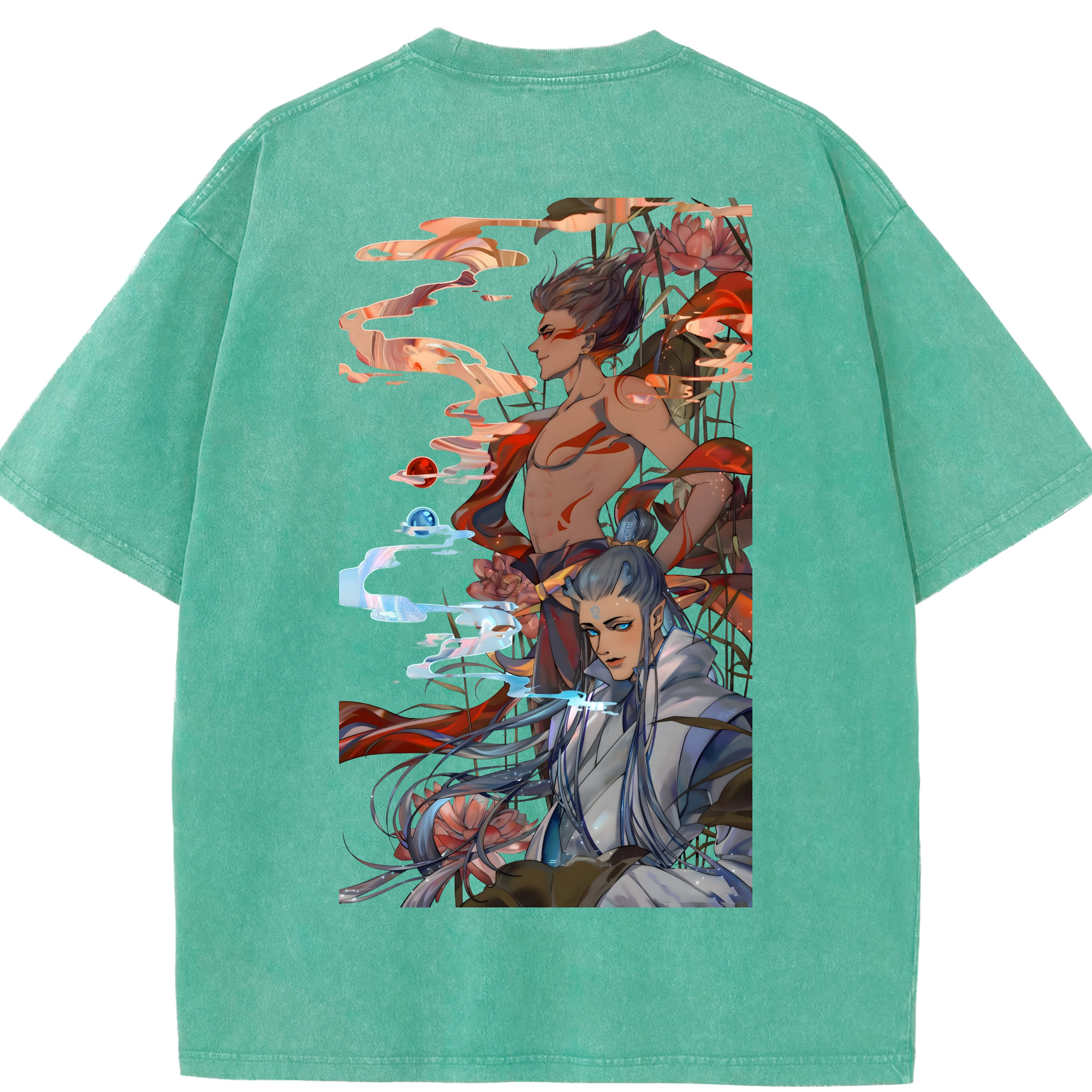 （画像用） Ne Zha 2 ナタ 魔童の大暴れ 綿100% ヴィンテージ風 半袖Tシャツ（背面プリント）